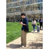 复古翻领盘扣短袖牛仔衬衫男女中性水洗做旧五分袖513DX1427P37，男装衬衫，星座513