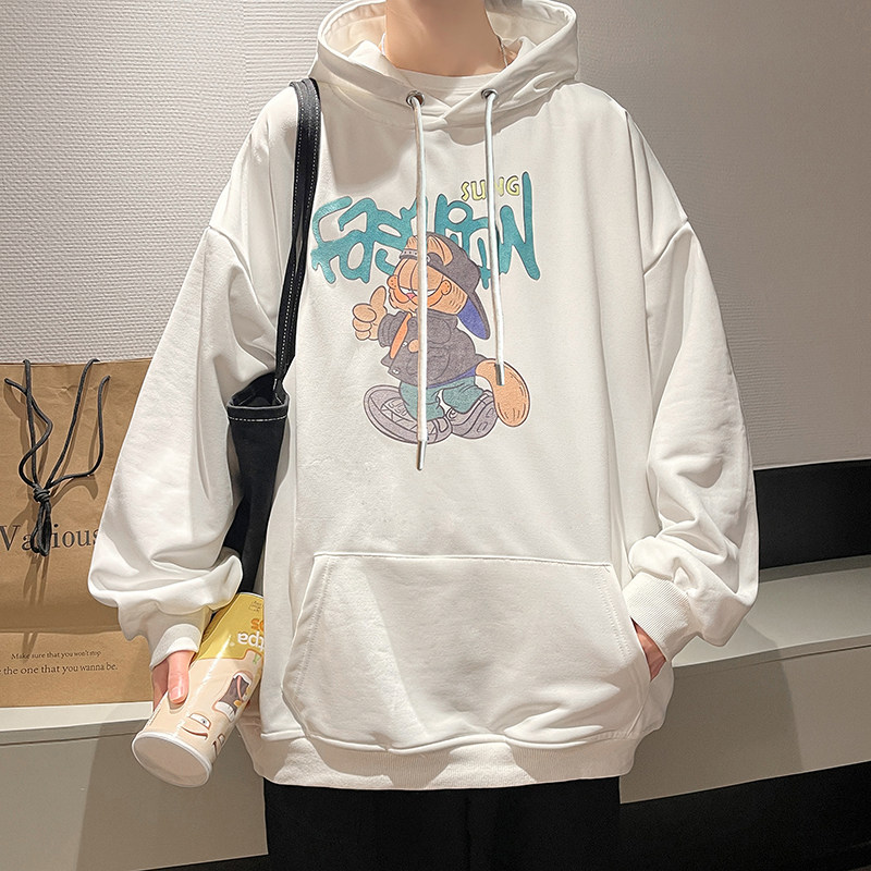 秋季新款字母熊植绒印花卫衣连帽外套青少年宽松男514-7 WY06 P55图片