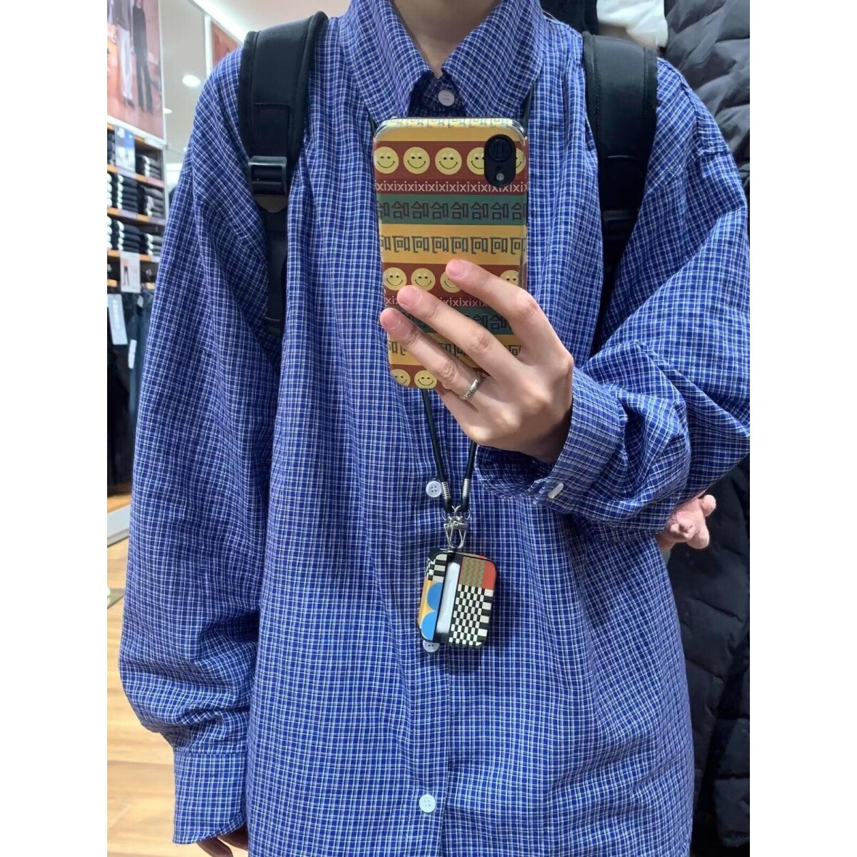美式复古经典蓝色格纹长袖衬衫男女学院风慵懒宽松格子衬衣外套潮,女装衬衫,星座513