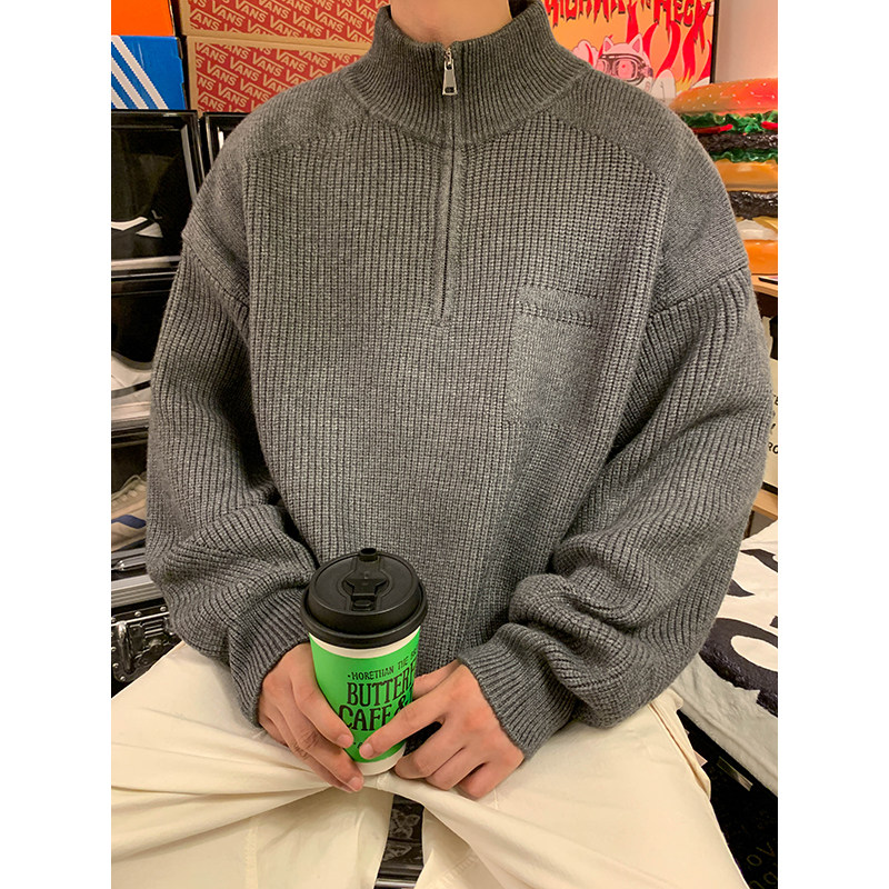 重磅高品质秋冬立领拉链宽松套头毛衣外套男514-7LD2353P80,男装针织衫/毛衣,星座513