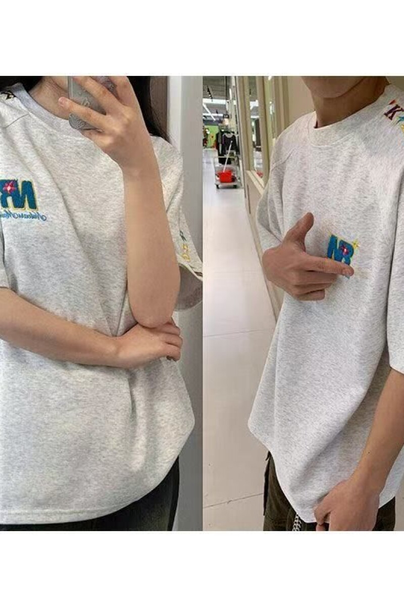 字母花卉刺绣短袖t恤男夏季新款潮宽松情侣上衣513DX1275P32,男装T恤,星座513