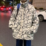 冬新款满印拉链潮牌立领宽松休闲棉衣外套男711MY217，男装棉衣，星座513