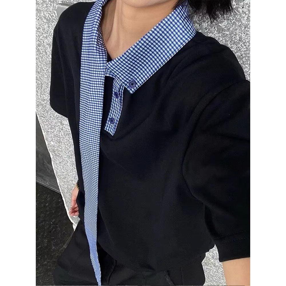 拼接领口短袖t恤男女夏重磅美式情侣半袖嘻哈513DX1152P40,男装T恤,星座513