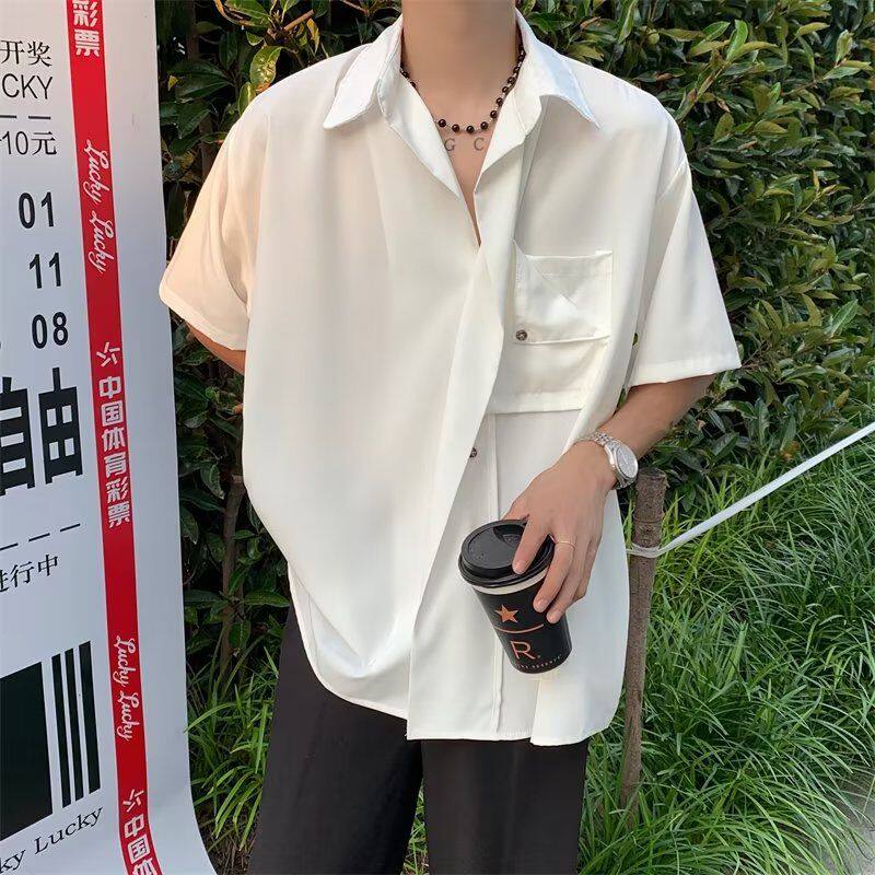 美式复古夏季薄款短袖衬衫男痞帅宽松半袖衬衣513DC1691P37,女装衬衫,星座513