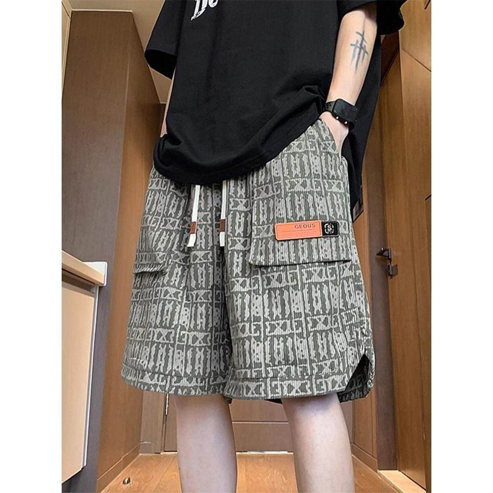 冰丝工装短裤男夏季薄款美式宽松高街大口袋五分裤男513DK1273P25，男装牛仔裤，星座513