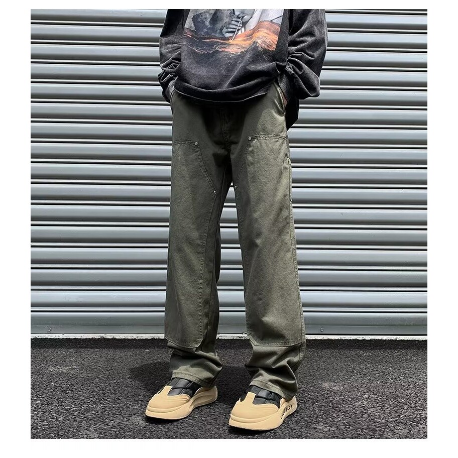 工装裤男美式高街伐木裤复古潮牌直筒宽松休闲裤子513CK329P35,男装工装外套,星座513