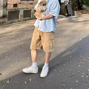 休闲短裤男潮牌夏薄款外穿工装五分裤宽松多口袋中裤513DK1434P37图片