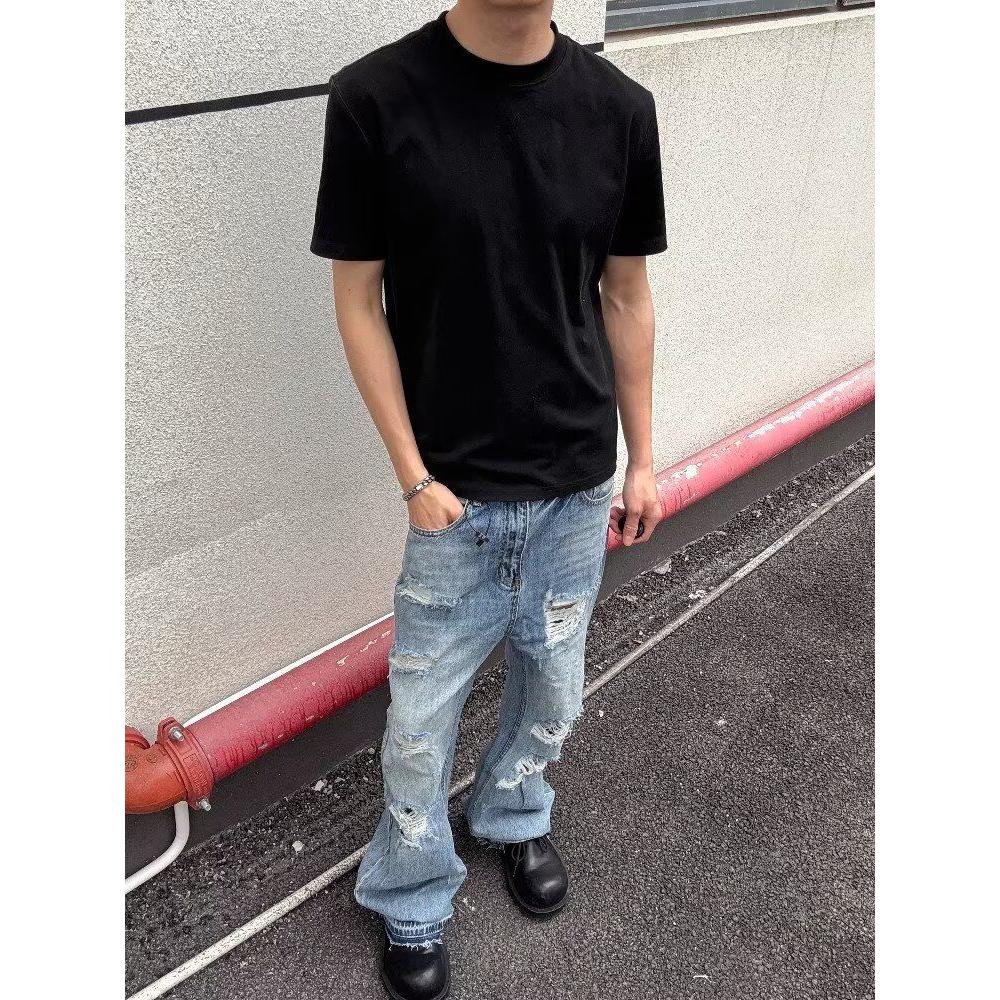 港风潮男夏新牛仔裤嘻哈潮高街潮流痞帅长裤513CK276P45,男装牛仔裤,星座513