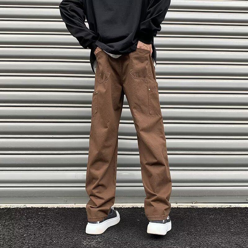 工装裤男美式高街伐木裤复古潮牌直筒宽松休闲裤子513CK329P35图片