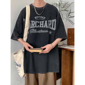夏季 新品男女同款水洗做旧潮流印花短袖T恤男2310P40 514-7图片