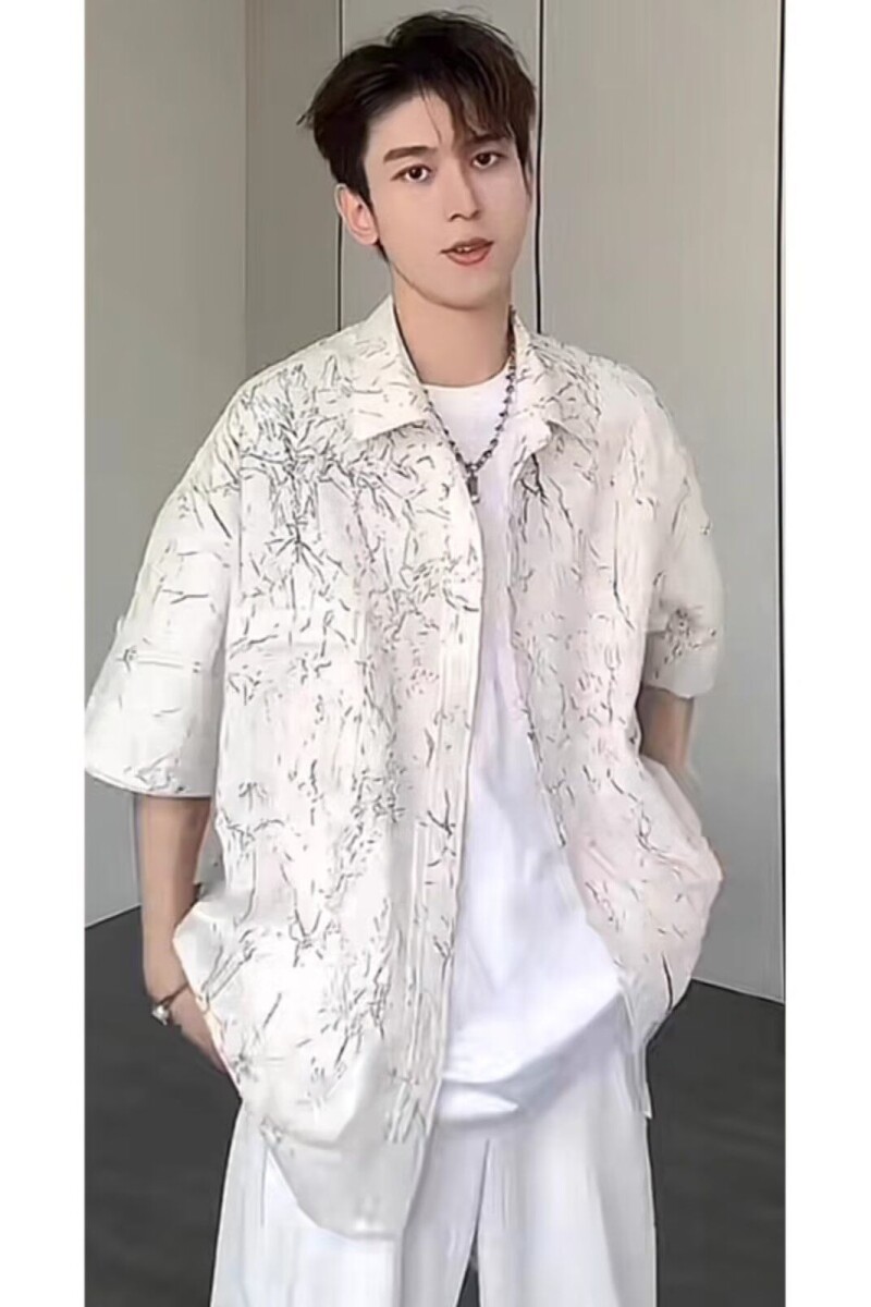 复古衬衫男夏装港风宽松趣味新款男装上衣外穿513DX450P36,男装衬衫,星座513