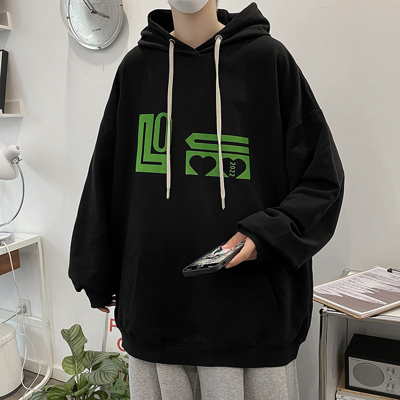 秋季新款宽松百搭植绒印花卫衣字母连帽情侣外套男514-7WY02P48,男装卫衣,星座513