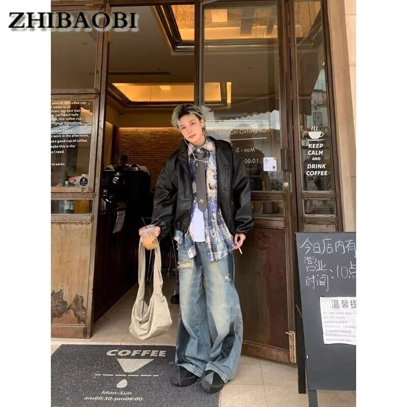 新款简约慵懒流行潮流牛仔裤男女宽松垂感长裤513CK242P42,男装牛仔裤,星座513