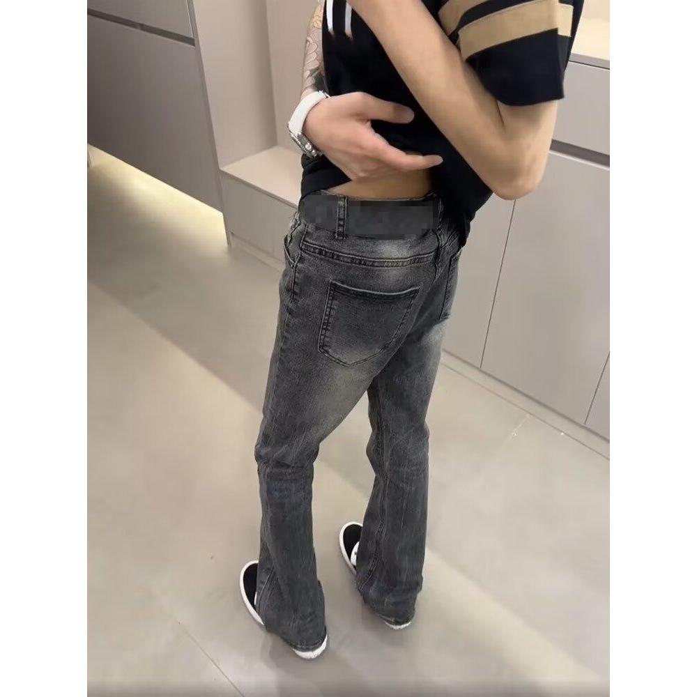 美式高街复古水洗黑灰色弹力牛仔裤直筒修身微喇长裤513CK1326P40,男装牛仔裤,星座513