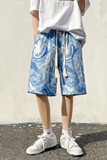 扎染冰丝短裤男夏季薄款潮流休闲宽松情侣五分裤513DK1455P28，商品下架区，星座513