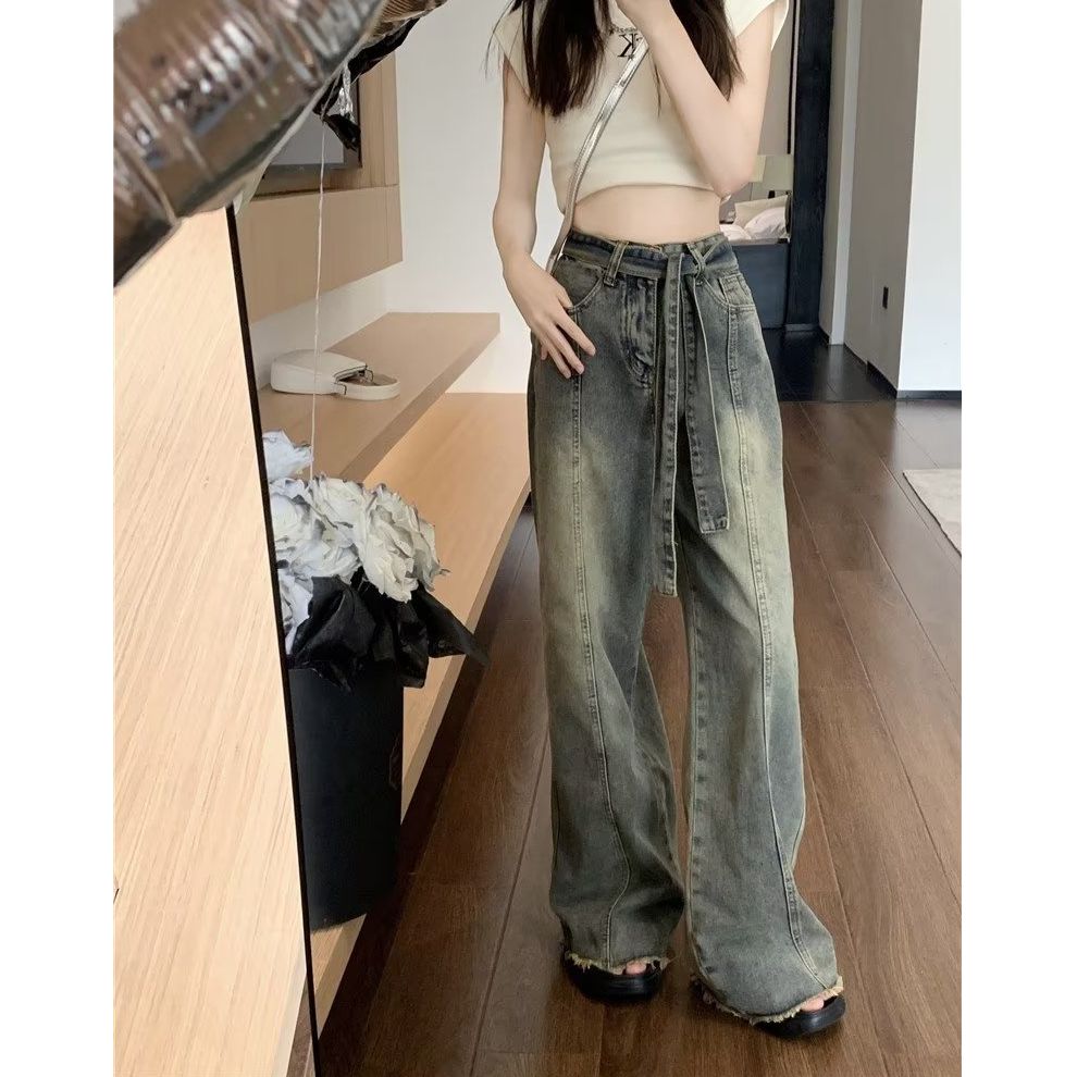 男女同款拖地复古美式牛仔裤宽松直筒阔腿裤潮513CK179P45，男装牛仔裤，星座513