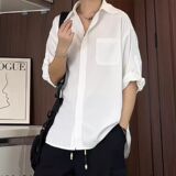 冰丝短袖衬衫男夏季薄款痞帅休闲美式垂感半袖衬衣513DX1270P34，男装T恤，星座513
