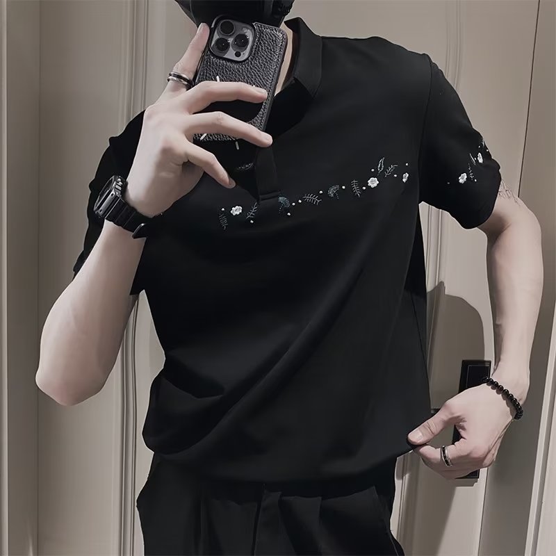夏季刺绣短袖polo衫男潮牌翻领半袖体恤新夏潮流T恤513PL063P28,男装Polo衫,星座513