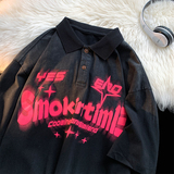 夏季新款水洗做旧PL衫男女短t袖印花宽松美潮男2309P50514-7，男装Polo衫，星座513