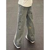 趣味刺绣牛仔裤男女潮牌美式复古水洗做旧直筒裤513NZ514特P38，男装牛仔裤，星座513