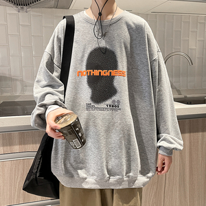 秋季新款卫衣男圆领潮牌印花上衣服美式高街外套男514-7WY09P38,夏天透明高跟鞋搭配衣服图片