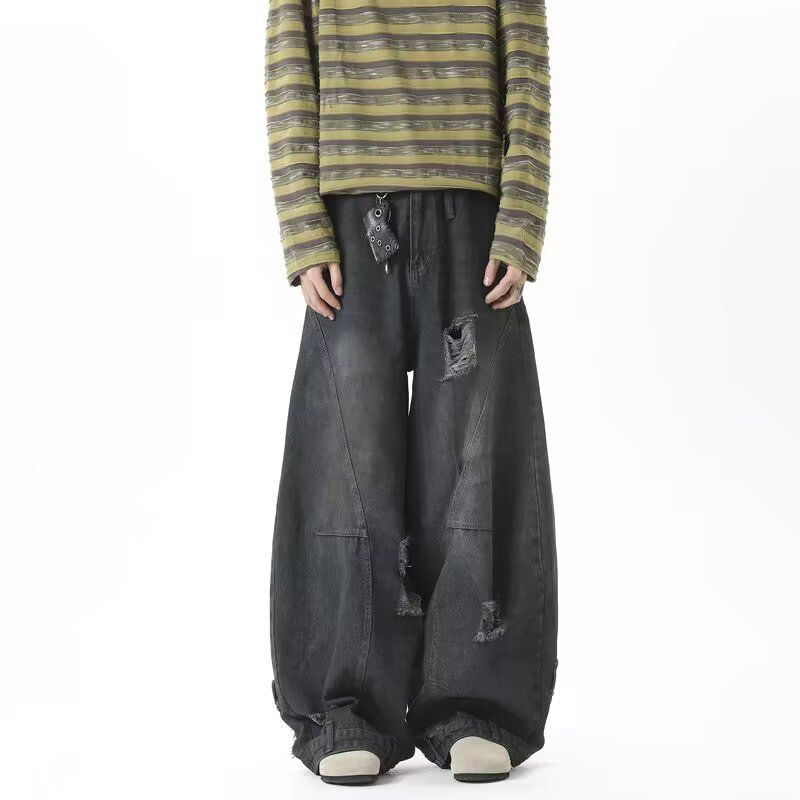 牛仔裤男高街夏新款水洗做旧宽松弯刀牛仔裤513CK1223P55，女装牛仔裤，星座513