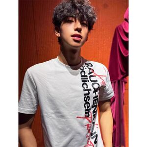美式炸街重磅短袖男款夏季设计感字母印花t恤高级感正肩衣服帅气图片