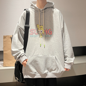 秋季新款宽松大码连帽时尚潮流印花情侣卫衣外套男514-7 WY10图片