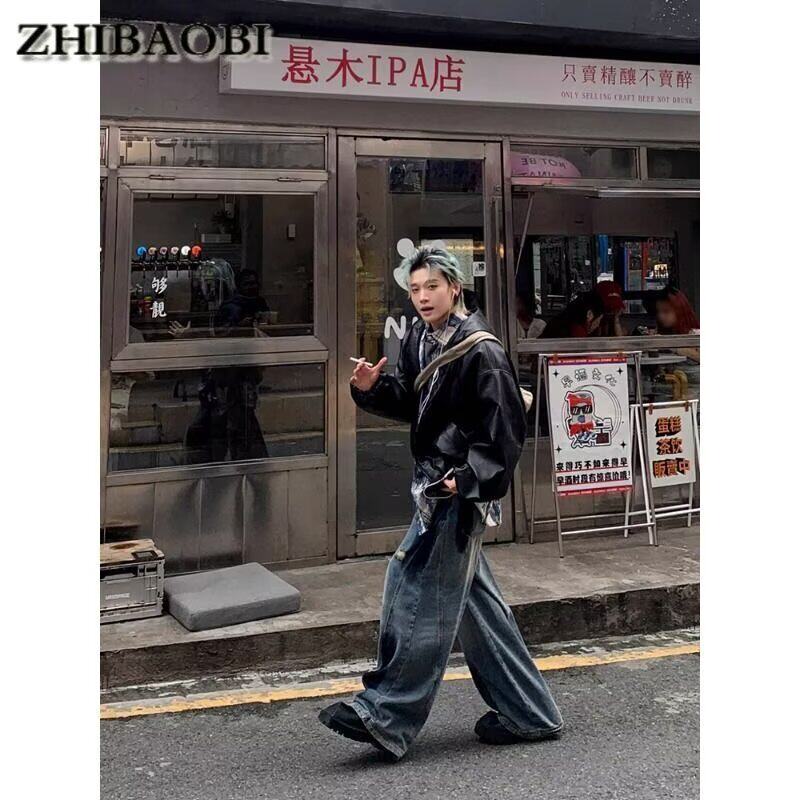 新款简约慵懒流行潮流牛仔裤男女宽松垂感长裤513CK242P42,男装牛仔裤,星座513