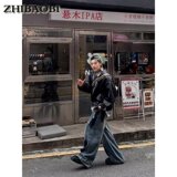 新款简约慵懒流行潮流牛仔裤男女宽松垂感长裤513CK242P42，男装牛仔裤，星座513