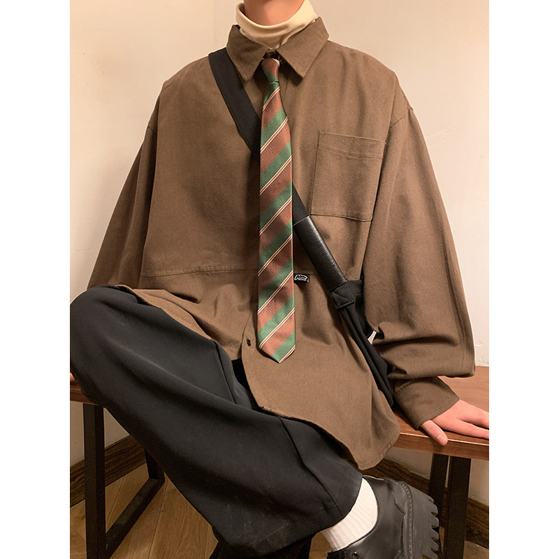 抖音品质 大码日系高级感翻领重工长袖衬衫男外套514-7CS2341 P70图片