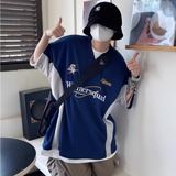 美式复古赛车t恤高街潮牌棒球服短袖男夏季机车513DX194P30，男装T恤，星座513