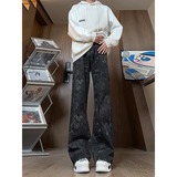 蛇纹迷彩牛仔裤男女穿搭显瘦裤子美式高街直筒微喇裤513CK046P39，商品下架区，星座513