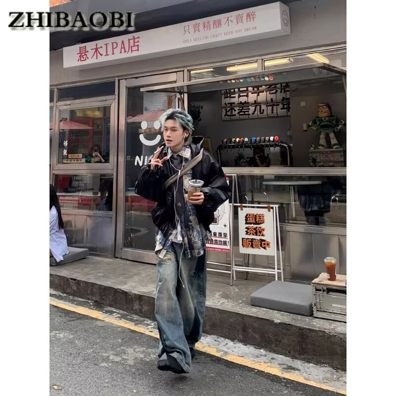 新款简约慵懒流行潮流牛仔裤男女宽松垂感长裤513CK242P42,男装牛仔裤,星座513