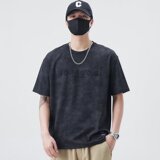 GENIOLAMODE夏季字母钢印短袖男士T恤扎染百搭休闲圆领宽松简约潮，男装T恤，星座513