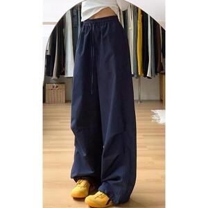 新宽松休闲裤男韩版潮流百搭夏季薄款阔腿拖地长裤513CK1630P33图片