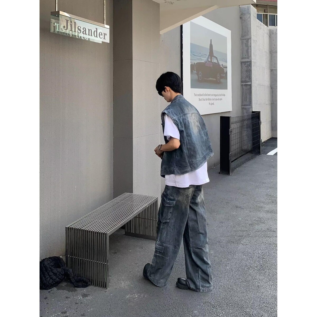 牛仔马甲男宽松工装夹克外套潮牌毛边无袖坎肩上衣513MJ1315P58,男装夹克,星座513