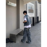 牛仔马甲男宽松工装夹克外套潮牌毛边无袖坎肩上衣513MJ1315P58，男装夹克，星座513