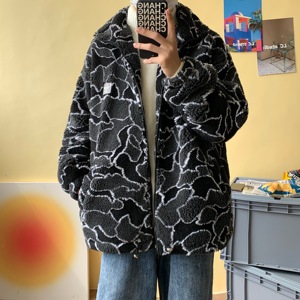 男冬季羊羔绒外套棉衣拼色韩版潮流棉服宽松l立领 711 MY217 P100图片