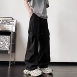 夏季速干裤百搭潮流松紧腰休闲捏褶透气阔腿裤长裤513CK1414特P28，男装休闲裤，星座513