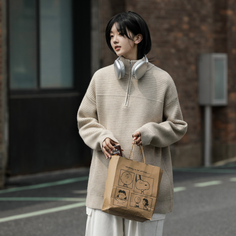 重磅高品质秋冬中性风立领拉链宽松套头毛衣外套514-7LG2352P80,男装针织衫/毛衣,星座513