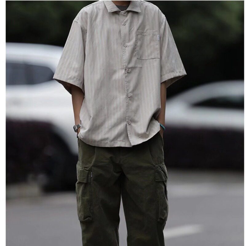 夏季潮流日系短袖简约条纹新款文艺标准男513DX204P22,男装T恤,星座513