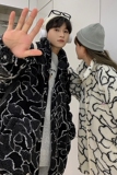 情侣装冬装羊羔毛绣花拼色情侣棉衣外套棉服711MY217P100男类，男装棉衣，星座513