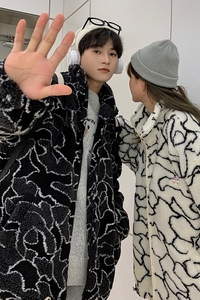 情侣装冬装 羊羔毛绣花拼色情侣棉衣外套棉服711 MY217 P100男类图片