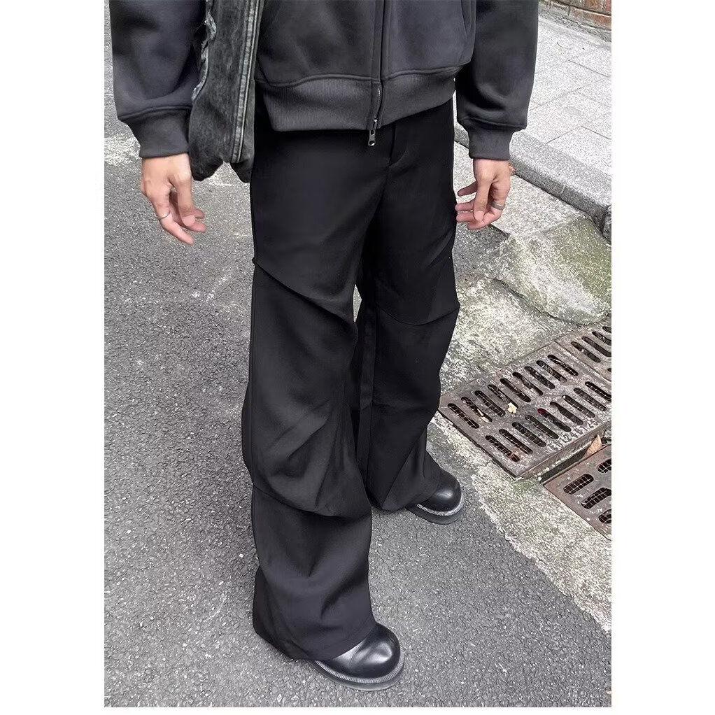薄款压褶阔腿垂感拖地男生西装裤宽松微喇叭长裤513CK1029P38,男装西服套装,星座513