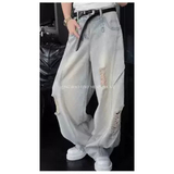 夏新品水洗破洞牛仔裤男女美式高街休闲弯刀长裤513CK1348P50，男装牛仔裤，星座513