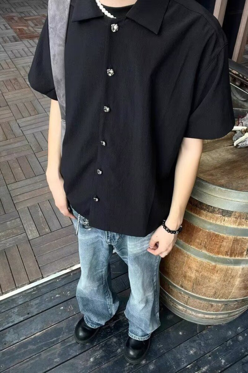 复古衬衫男夏装港风学生宽松趣味新款男装上衣外穿513DC1633P30,女装衬衫,星座513