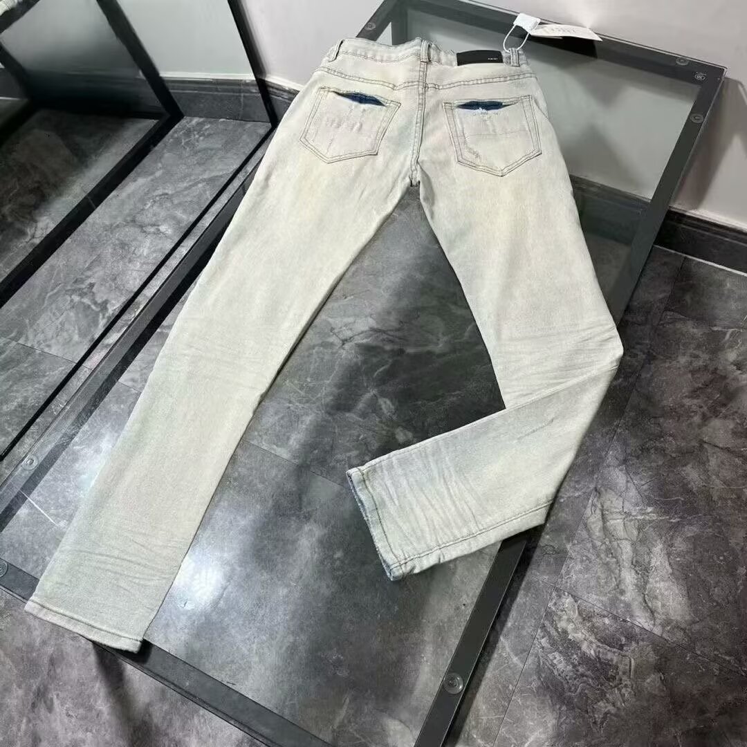 美式做旧水洗拼接高街修身直筒红色补丁小脚牛仔裤男513CK011P40,男装牛仔裤,星座513