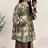 小香风格子衬衫外套潮流痞帅宽松日系少年感长袖衬衣513CS983P50，女装衬衫，星座513