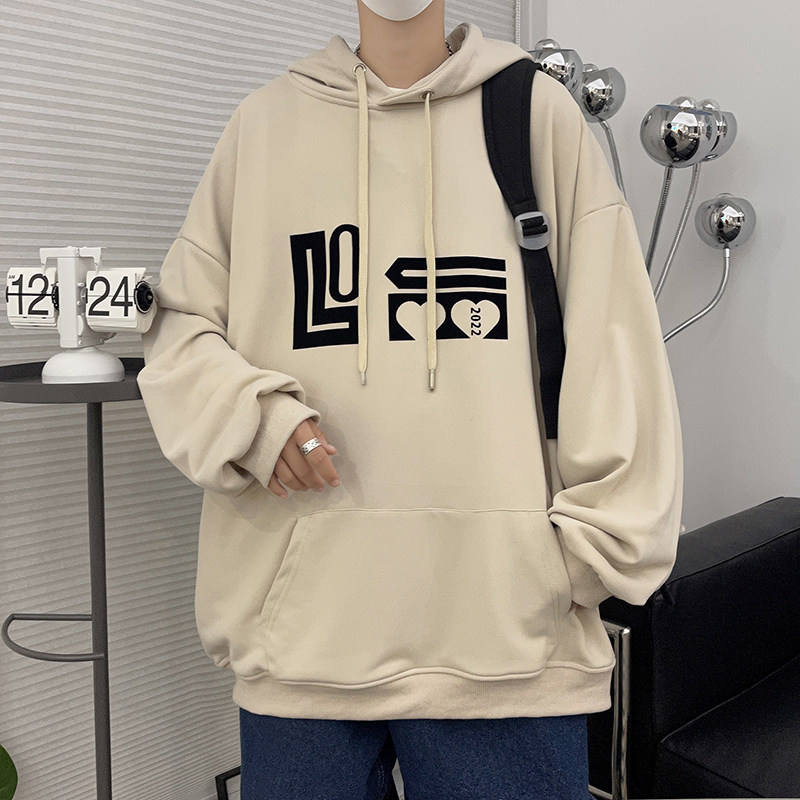 秋季新款植绒印花卫衣宽松百搭字母连帽情侣外套514-7WY02P48,男装卫衣,星座513